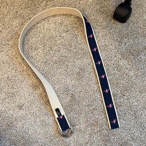 J. Crew Navy Belt with Pink Flamingos